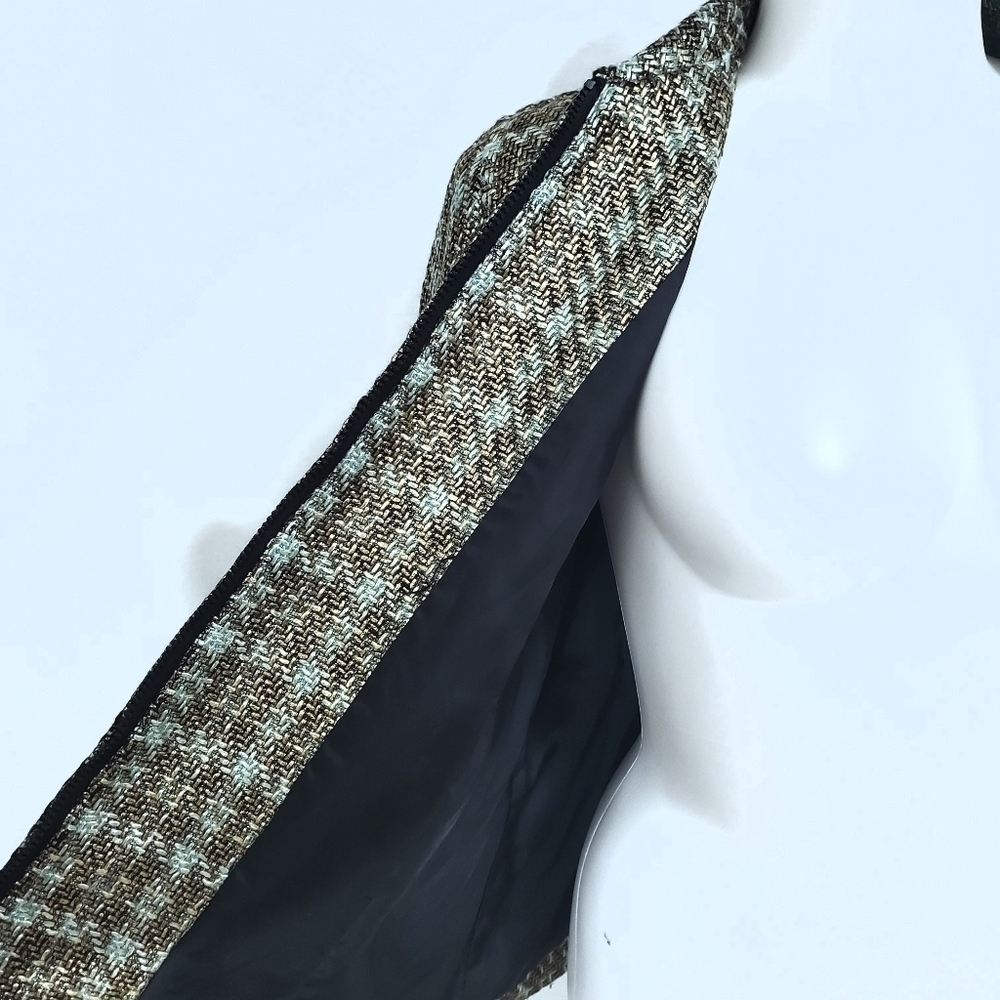 Chico's Gold & Blue Woven Zip Blazer Jacket - Picture 6 of 9